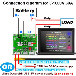 DC 0-1000V 0-30A Volt Ampere Power kWh Energy Meter dengan Bluetooth